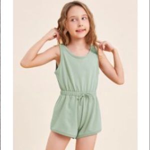 Green tie waist romper